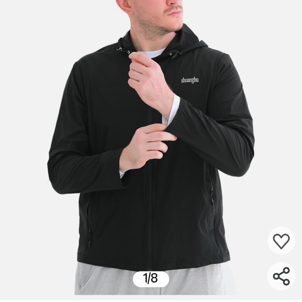 Men's UPF 50+ Sun Protection Shirts Jacket, Lightweight Black